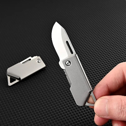 Stainless Steel Mini Folding Knife Outdoor Camping Equipment Portable EDC Multitool Keychain Pendant Courier Unboxing Knife