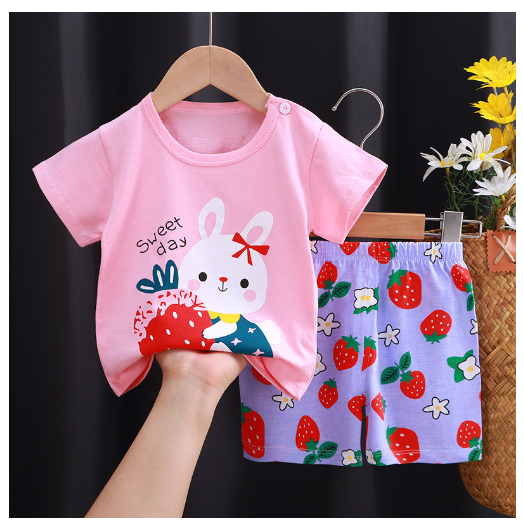 0-4Y For Baby Girls & Kids Shorts Set Terno Short and Sando For Baby Girls SD1