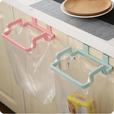 Kitchen Hanging Trash Bag Rack Portable Trash Bag Plastic Garbage Bag Holder Storage Rack Rubbish Bag 1pc