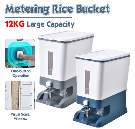 Rice Dispenser and Storage with Measuring Cup
