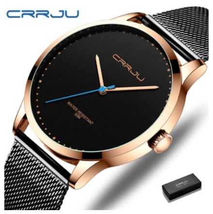 CRRJU Men's Watch Original Brand Ultra-thin Fashion Business Analog Quartz Stainless Steel Waterproof 2167 GOLD BLACK ROSEGOLD