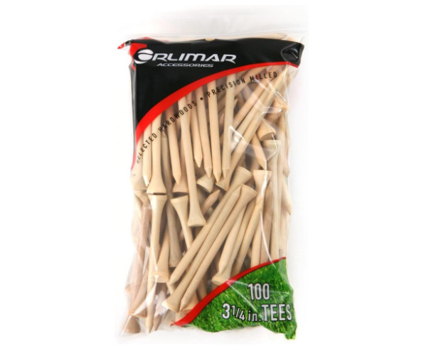 Orlimar Wooden Golf Tees 3 1/4-Inch, Multiple Colors, Bulk Pack