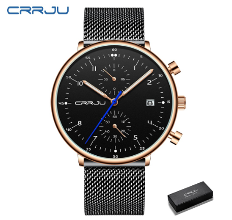 CRRJU Mens Watch Luxury Top Brand Men Stainless Steel WristWatch Men's waterproof Date Quartz watches relogio masculino 2278 M6