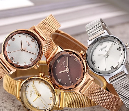 Simple Cutting Glass Women's Watch Quartz Hours Fashion Dress Stainless Steel Bracelet Watch