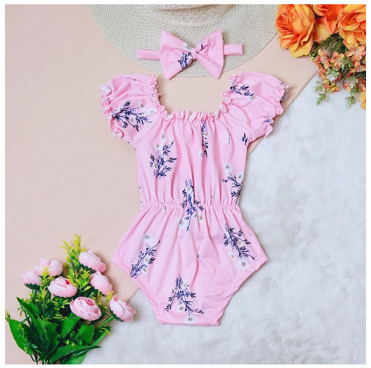 Candy Puffed Lettuce Baby Onesie with Turban 0-12 Months 4