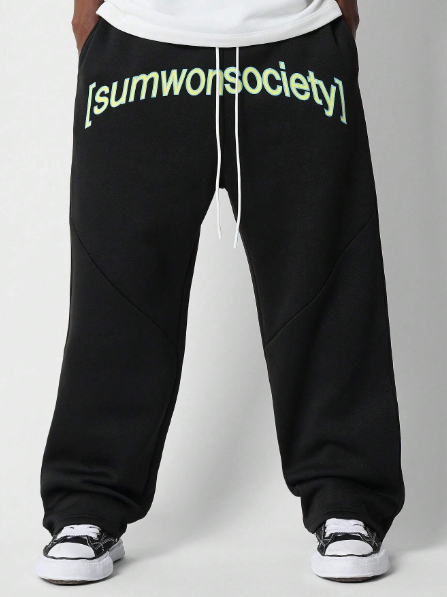SUMWON Drop Crotch Jogger With Flame Graphic