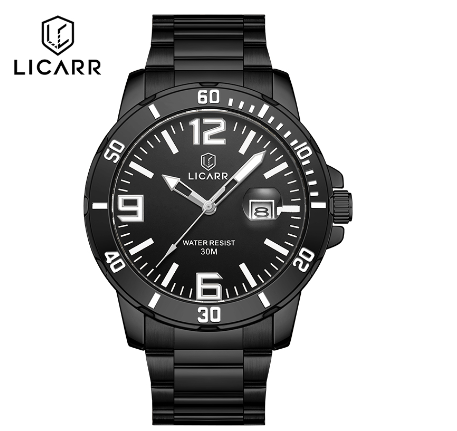 LICARR Top Brand Mens Watches Fashion Quartz Sport Waterproof Date Stainless Steel Clock Male Casual Business Wrist Watch M4