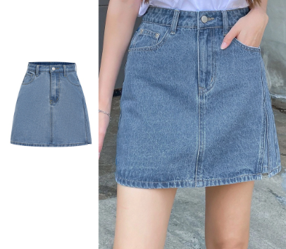 Lovito Women Casual Plain Split Denim Skirts L73AD145