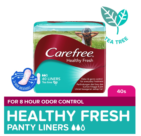 Carefree Healthy Fresh Panty Liners 40s - Feminine Care, Odor Control, Absorb Discharge