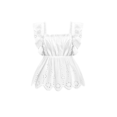 Lovito Casual Plain Eyelet Embroidery Tank Top for Women LNE11008 (White)