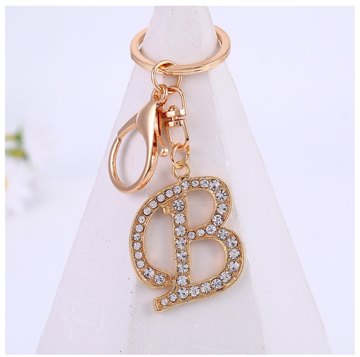 New A-Z 26 Letter Key Chains Stainless Steel Keychain Charm Fashion Accessories Key Ornaments B
