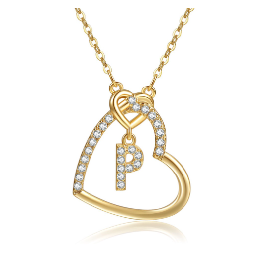 A-Z Letter Necklaces Fashionable Heart Pendant Accessories Women's Necklace P
