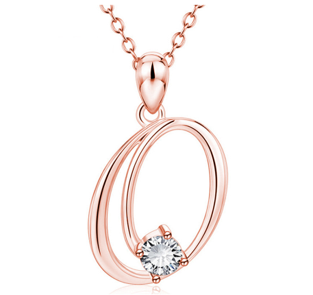 26 Letter Rose Gold Necklace Pendant Classic Fashion Men's and Women's Letter Diamond Necklace Jewelry Wholesale O