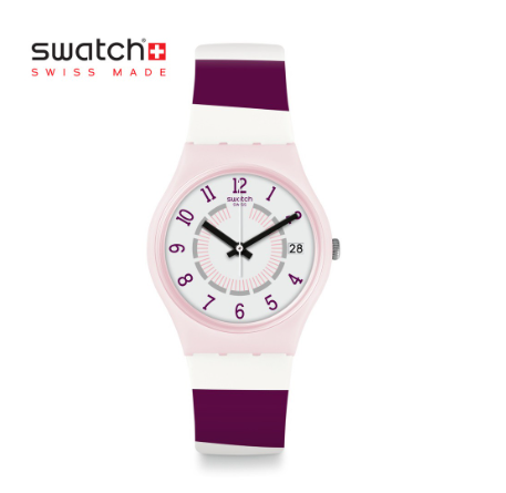 Swatch Gent Miss Yacht GP402 Pink and White Silicone Strap Watch