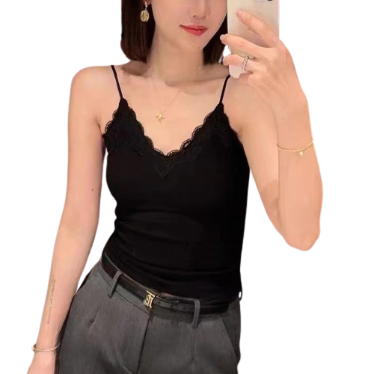 Lovito Women Casual Plain Lace Cami Top LNL35024 (Multi-color)