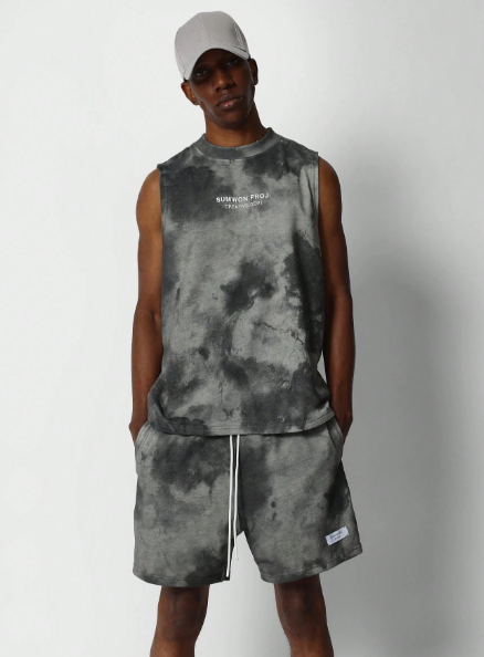 SUMWON Tie Dye Graphic Tank Top And Short 2 Piece Set