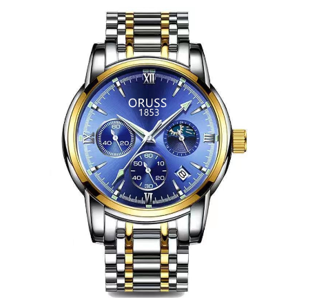 Oruss Watch For Men Water Proof Original Business Quartz Watch Men Stainless Steel Automatic Dual Calendar Fashion Watches Relo for Men 01