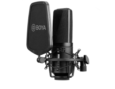 Boya BY-M1000 Condenser Microphone Professional Low-Cut Pop Filter Streaming Podcast XLR Mic Large Diaphragm for PC Sound Card