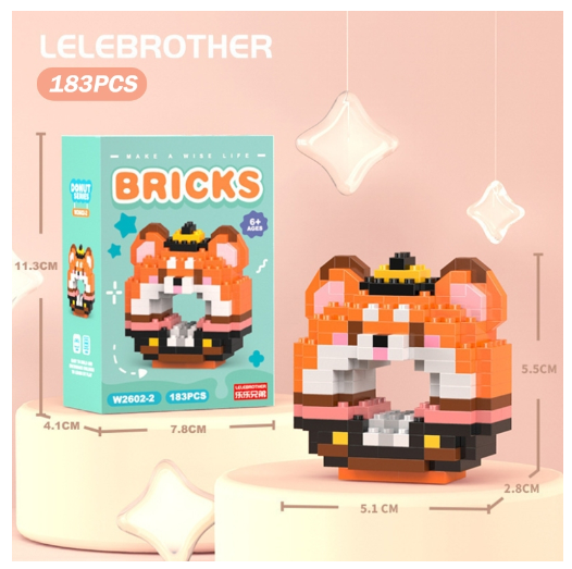 Lboyu Cute Cartoon Donut Building Block Ornaments Compatible with Lego Children's Toys M5