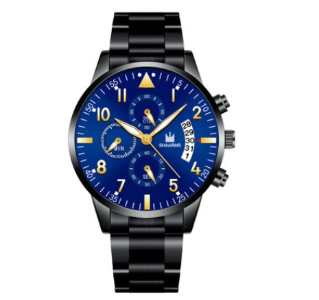 SHAARMS Stainless Steel Quartz Watch Date Calendar Men Business Watches M7