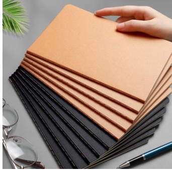 36 Sheets 4 Style A5 Notebook Khaki Black Cover Workbook School Office Brown Paper Notepad
