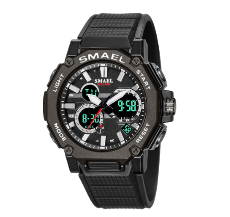 Smael 8047 Sports Quartz Watch Male Clock 50M Waterproof Stopwatch LED Backlight Multifunction Chronograph M5
