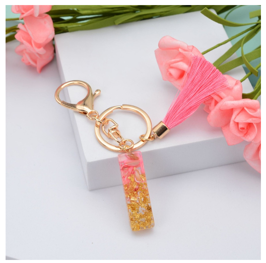 Pink Tassel Gold Foil 26 Letter Pendent Keychain for Women Resin Keyrings Girls Bag Ornamant Accessories Gifts I