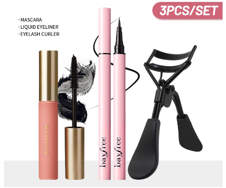 Kimuse 3 Pcs. Set New Mascara Eyeliner Eyelash Curler