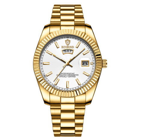 Binbond Watch Men Steel Band Waterproof Casual Classic Dual Calendar Luminous Men's Watch Simple Atmospheric Men's Watch M1