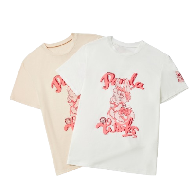 Lovito Women Casual Cartoon Basic T-Shirt LNE29298 (Apricot/White)