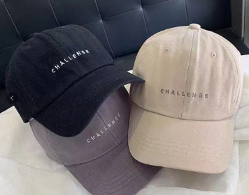 Lovito Women Casual Plain Embroidery Hats LFA01072 (Off White/Black)