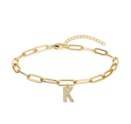 Fashion 26 Letters Alphabet Initials Crystal Bracelet Adjustable Bangle Women Men Jewelry Gift Wholesale K