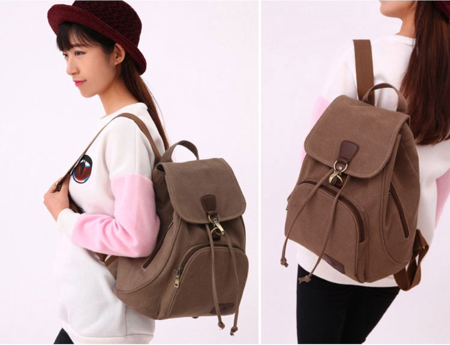 Women Canvas Backpack Female Vintage Pure Cotton Travel Bag Fashion Laptop School Bags