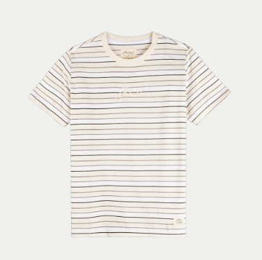 Petrol Basic Tees for Ladies Relaxed Fitting Stripe Jersey Fabric Trendy Fashion 117676 Beige