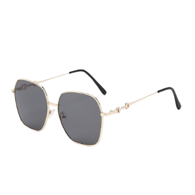Lovito Women Casual Plain Metal Sunglasses LFA06291 (Tan/Black)