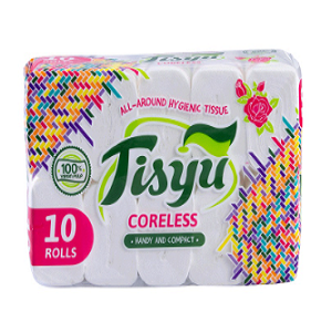 Tisyu Coreless Compact Tissue Paper 10's 30g