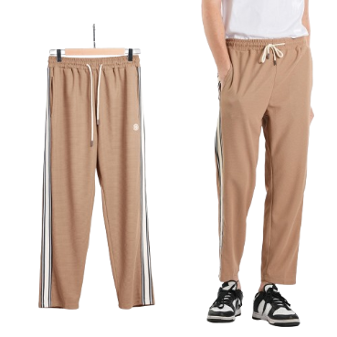 INSPI Waffle Pants For Men and Women with Drawstring and Pockets Baggy High Waist Sweatpants Trouser (Khaki)