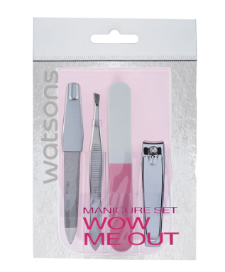 WATSONS Manicure Set 4pc (2 nail files + clipper + tweezer)