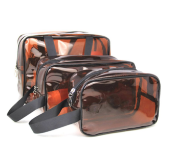 Cosmetic Bag Transparent PVC Travel Case Zipper Closure Toiletry Organizer Portable Waterproof
