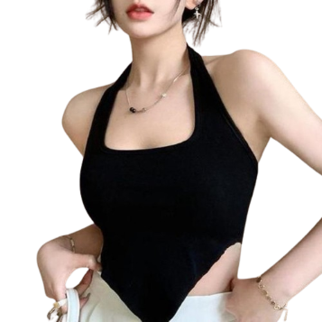 Lovito Casual Plain Hurdleneck Halter Sleeveless Tops for Women LNA04102 (White)