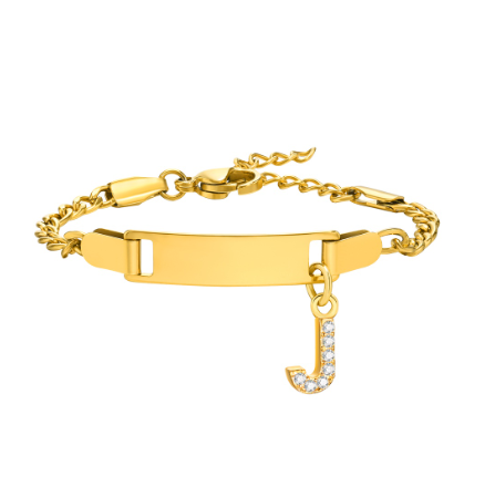 Vnox Baby Name Bracelet with Letter Pendant,Toddler Child ID Bracelet Girl Boy Birthday Gift J