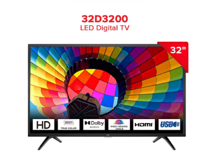 TCL 32 Inch Basic LED Digital TV - 32d3200 (Digital ISDBT Tuner, USB Multimedia Function)