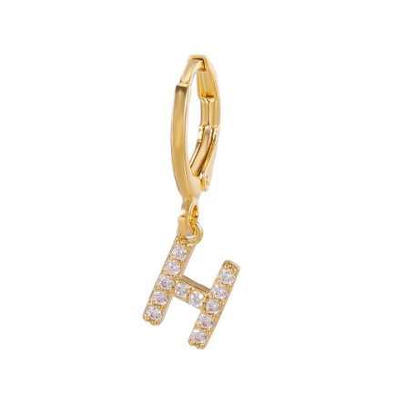 A-Z Letter Earrings Fashion Gold Plated Hoop Drop Earrings Diamond Stud Earrings Women's Jewelry H
