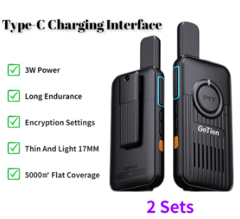 Mini Walkie Talkie Ultrathin Two-Way Wireless Handheld Walkie Talkie Indoor And Outdoor 2 Sets