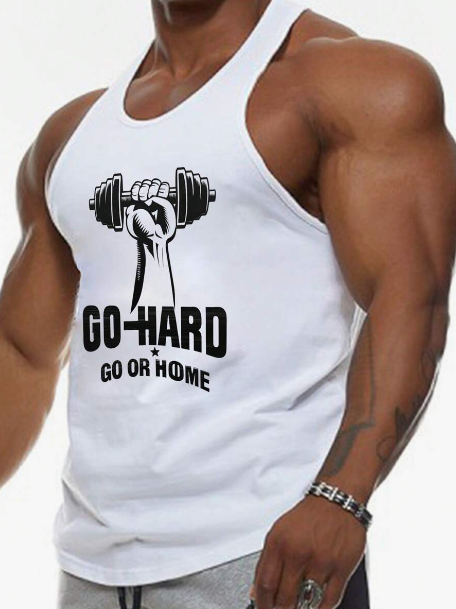 Men's Slogan Printed Sports Tank Top
