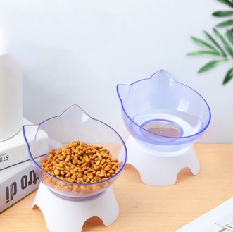 Cat Elevated Bowls Pet Raised Food Bowl 15 Degree Raised Transparent Food Bowl