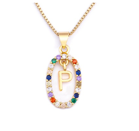 Colorful 26 Letters A - Z Initial Alphabet Pendant Long Chain Necklace Name Jewelry Women Accessories P