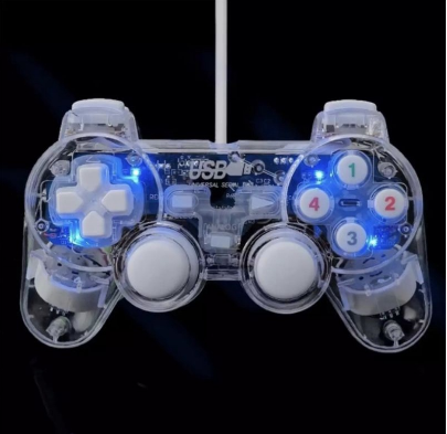 Transparent Wired Game Joystick USB Video Game Controller PC Gamepad Joypad with LED