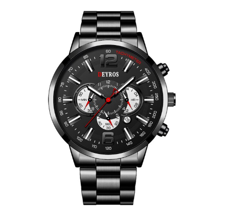 Fashion Mens Sports Watches Men Stainless Steel Quartz Wrist Watch Calendar Luminous Clock Man Business Casual Leather Watch 14
