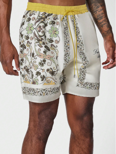 SUMWON Drop Crotch Short With All Over Print